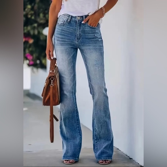 #4038 High Stretch Bootcut Chic Washed Denim Jeans - Picture 8 of 16